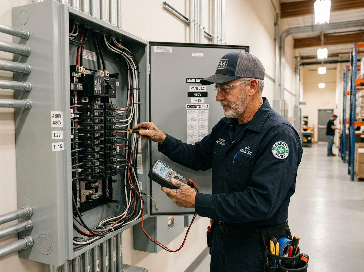 Electrical contractor Rod Vivar evaluating gear